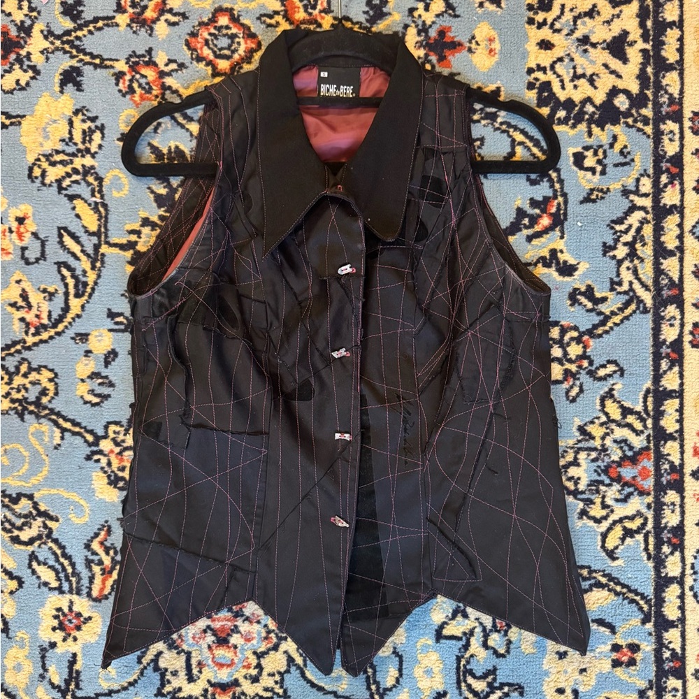 Black Sleeveless Button-Up Top